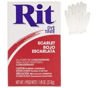 Poudre de teinture concentrée tout usage avec gants en plastique pour vêtements, décoration et travaux manuels - Rouge écarlate (lot de 1)