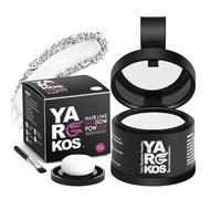Poudre de touche-racines Yargkos, masque instantané pour cheveux gris. Idéale pour les racines, la barbe ou les zones clairsemées, hommes et femmes (Blanc)