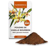 Poudre de Vanille Bourbon Gourmet 20g | Vanille en Poudre de Madagascar 100% Pure | Intensément Aromatique | Sachet Zip Refermable | VANESENCIA