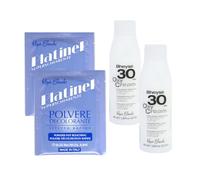 Poudre décolorante bleue - 25 g x2 / Crème oxydante 30vl -100 ml x2 / Pack décoloration professionnel.