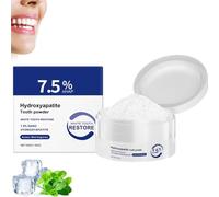 Poudre dentaire à l'hydroxyapatite 7,5% pour la protection de l'émail, dentifrice pour dents blanches, dentifrice à l'hydroxyapatite pour blanchissant,menthe douce, haleine fraîche (1)