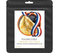 Poudre d'oeufs lyophilisés. Peut se garder pendant 25 ans.