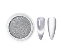 Poudre d'ongle pour l'œil des chats blancs en céramique, poudre décorative de style gemme avec des paillettes fines | Pigment de manucure de couleur haute adapté à un art de ongles à aimant élégant au