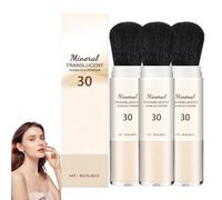 Poudre fixatrice minérale avec pinceau doux, poudre visage pour peaux matures, translucide, matifiante et anti-sébum, protection solaire longue durée, légère et respirante (3pcs)