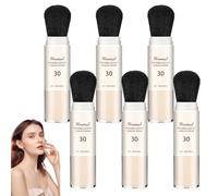 Poudre fixatrice minérale avec pinceau doux, poudre visage pour peaux matures, translucide, matifiante et anti-sébum, protection solaire longue durée, légère et respirante (6pcs)