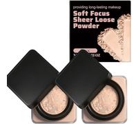 Poudre libre transparente soft focus pour le visage, poudre légère fixante maquillage, fini lissant effet flouté longue tenue, contrôlant le sébum pour usage quotidien (2pcs)