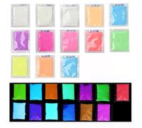 Poudre Lumineuse, 13 Couleurs Peinture Fluorescente Poudre Phosphorescente, Pigment de Resine Epoxy pour Nail, Peinture, Acrylique et Bricolage, Slime, 10g