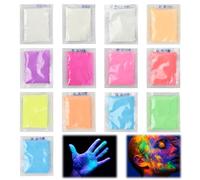 Poudre Lumineuse, Pigments Fluorescents 13 Couleurs, Pigment de Résine Époxy Fluorescent, Poudre Phosphorescente pour Resin, Slime, Nail, Peinture, Acrylique, Bricolage - 10g