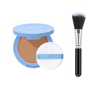 Poudre mate pour le visage - Poudre de fixation mate humide et sèche avec pinceau - Empêche le maquillage - Longue durée - Imperméable - Contrôle de l'huile - Convient à tous les types de peau