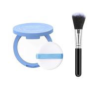 Poudre mate pour le visage - Poudre de fixation mate humide et sèche avec pinceau - Empêche le maquillage - Longue durée - Imperméable - Contrôle de l'huile - Convient à tous les types de peau