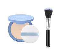 Poudre mate pour le visage - Poudre de fixation mate humide et sèche avec pinceau - Empêche le maquillage - Longue durée - Imperméable - Contrôle de l'huile - Convient à tous les types de peau (ivoire