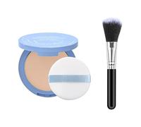 Poudre mate pour le visage, poudre de fixation mate humide et sèche avec pinceau, empêche les taches de maquillage, imperméable à long terme, contrôle de l'huile, convient à tous les types de peau