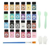 Poudre mica 24 couleurs * 10g, pigment resine epoxy qualité pour poudre moulage - Idéal pour projets avec poudre de mica, colorant resine epoxy, savon, colorant bougie, bombes bain, bijoux et slime