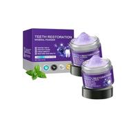 Poudre minérale pour la restauration des dents, poudre minérale éclaircissante pour les dents, pour le blanchiment des dents, le polissage et le détachage des dents, saveur menthe (2PCS)