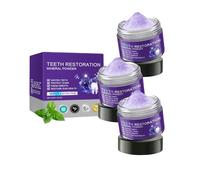 Poudre minérale pour la restauration des dents, poudre minérale éclaircissante pour les dents, pour le blanchiment des dents, le polissage et le détachage des dents, saveur menthe (3PCS)
