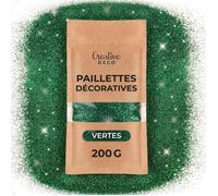 Poudre pailletée - CREATIVE DECO - sachet 200 g - verte - paillettes 0 2 mm - résistante à la lumière