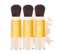 Poudre solaire minérale fixatrice SPF 35 avec pinceau, translucide, longue tenue, légère et respirante, pour le visage, le cuir chevelu et les cheveux
