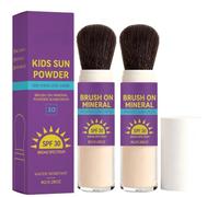 Poudre Solaire Minérale SPF 30 Avec Pinceau Intégré, Poudre Solaire À L’oxyde De Zinc Non Nano, Soin Solaire Mat Léger Et Résistant À L’eau Pour Le Visage Et Le Cuir Chevelu (2pcs)