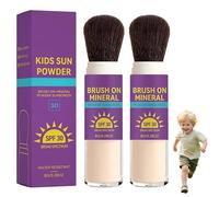 Poudre solaire minérale SPF 30 pour enfants format pinceau, Protection solaire douce pour le visage et le cuir chevelu - Résistante à la transpiration et aux éclaboussures, Format nomade (2Pièce)