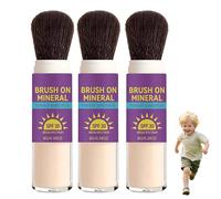 Poudre solaire minérale SPF 30 pour enfants format pinceau, Protection solaire douce pour le visage et le cuir chevelu - Résistante à la transpiration et aux éclaboussures, Format nomade (3Pièce)