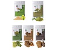 Poudres à base de plantes pour masque capillaire (chaque 100g) | Poudres d'Amla, Reetha, Shikakai, Bhringraj et Neem | Combo de soins capillaires 100% purs et naturels | Par Yogi's Gift®