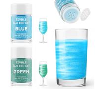 Poudres Comestibles pour Boissons Bleu & Vert, Waysroma 2 Couleurs Paillette Comestible Cocktail Paillette Alimentaire Comestible pour Gâteau, Vin Mousseux, Pâques Champagne (4g/bouteille)