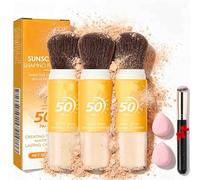Poudres De Fixation MinéRales De Protection Solaire, Finition Naturelle Mate Avec Brosse,ImperméAbles, Durables, LéGèRes Et Respirantes,Pour Tous Types De Peau. (3 pièces, K606)