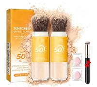 Poudres De Fixation MinéRales De Protection Solaire, Finition Naturelle Mate Avec Brosse,ImperméAbles, Durables, LéGèRes Et Respirantes,Pour Tous Types De Peau. (2 pièces, L505)
