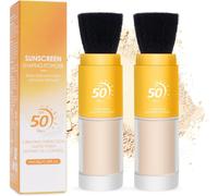 Poudres De Fixation Minérales De Protection Solairepoudre De Protection Solaire Spf50 Pour Le Visage Poudre De Contrôle D'huile Légère Avec Pinceau Pour Tous Les Types De Peau