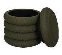Pouf 2 en 1 en tissu coloré Atome kaki Vert G