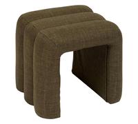 Atmosphera Pouf Sisco – tissu vert kaki, structure bois robuste – 43x42 cm