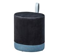 Pouf 38x32,5x43 Cm En Velours Noir Et Bleu Multicolore