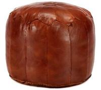 Pouf 40 x 35 cm Brun roux Cuir véritable de chèvre Brun roux G