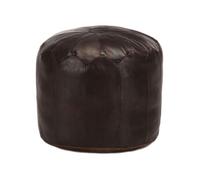 vidaXL Pouf 40 x 35 cm Cuir véritable de chèvre Marron foncé
