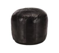 vidaXL Pouf 40 x 35 cm Cuir véritable de chèvre Noir