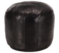 vidaXL Pouf 40 x 35 cm Cuir véritable de chèvre Noir