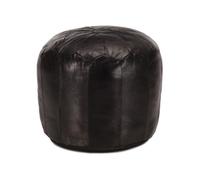 vidaXL Pouf 40 x 35 cm Cuir véritable de chèvre Noir