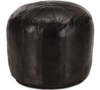 Pouf 40 x 35 cm Noir Cuir véritable de chèvre Noir G