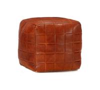 vidaXL Pouf 40 x 40 x 40 cm Brun roux Cuir véritable de chèvre Brun G