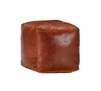 vidaXL Pouf 40 x 40 x 40 cm Cuir véritable de chèvre Brun roux