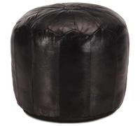 vidaXL Pouf 40 x 35 cm Cuir véritable de chèvre Noir