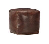 vidaXL Pouf 40 x 40 x 40 cm Cuir véritable de chèvre Marron foncé