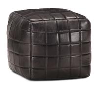 Pouf 40x40x40 cm Noir Cuir Véritable de Chèvre Tabouret Repose-Pied vidaXL