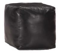 Pouf 40x40x40 cm Noir Cuir Véritable de Chèvre Tabouret Repose-Pied vidaXL