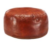 Pouf 60 X 30 Cm Brun Roux Cuir Véritable De Chèvre Marron