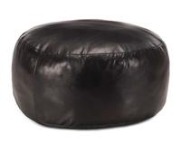 Pouf 60 X 30 Cm Noir Cuir Véritable De Chèvre Noir