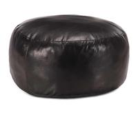 Pouf 60x30 cm Noir Cuir Véritable de Chèvre Tabouret Repose-Pied Salon vidaXL