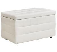Pouf 72 x 42 cm en Cuir PU avec rangement Chesterfield Blanc Capitonné Michigan