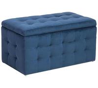 Pouf 72 x 42 cm en Velours avec Rangement Chesterfield Bleu Foncé Doux Michigan