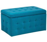 Pouf 72 x 42 cm en Velours avec rangement Chesterfield Bleu Marine Doux Michigan